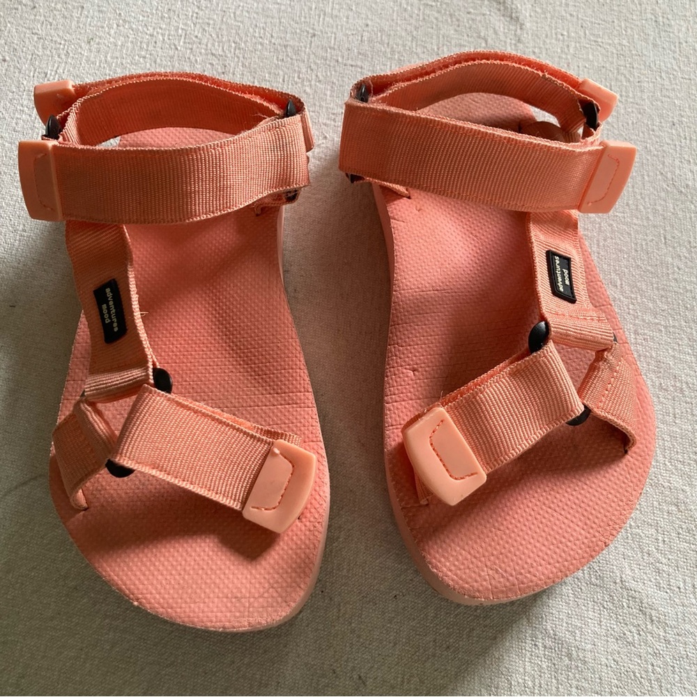 Zara Coral Pink Kids Adjustable Strap Sandals